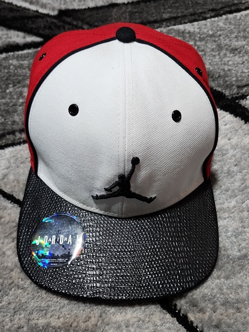 VINTAGE JORDAN JUMPMAN EMBROIDERED COLORWAY FLAT COW LEATHER SNAP-BACK HAT CAP